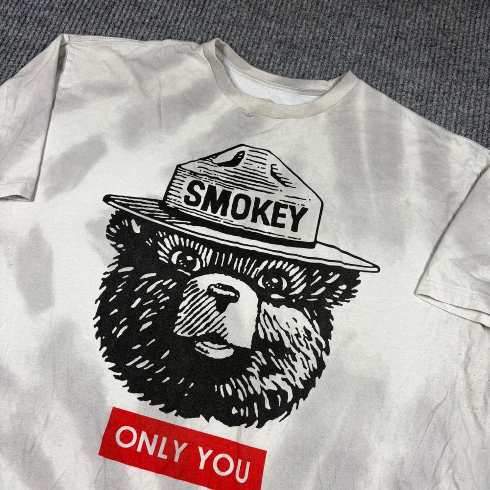 Smokey Bear Shirt Mens 3XL Only You Graphic Tie Dye Gray White Mad Engine